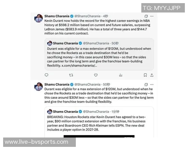 杜兰特续约未果或因火箭未提供顶薪合同分析